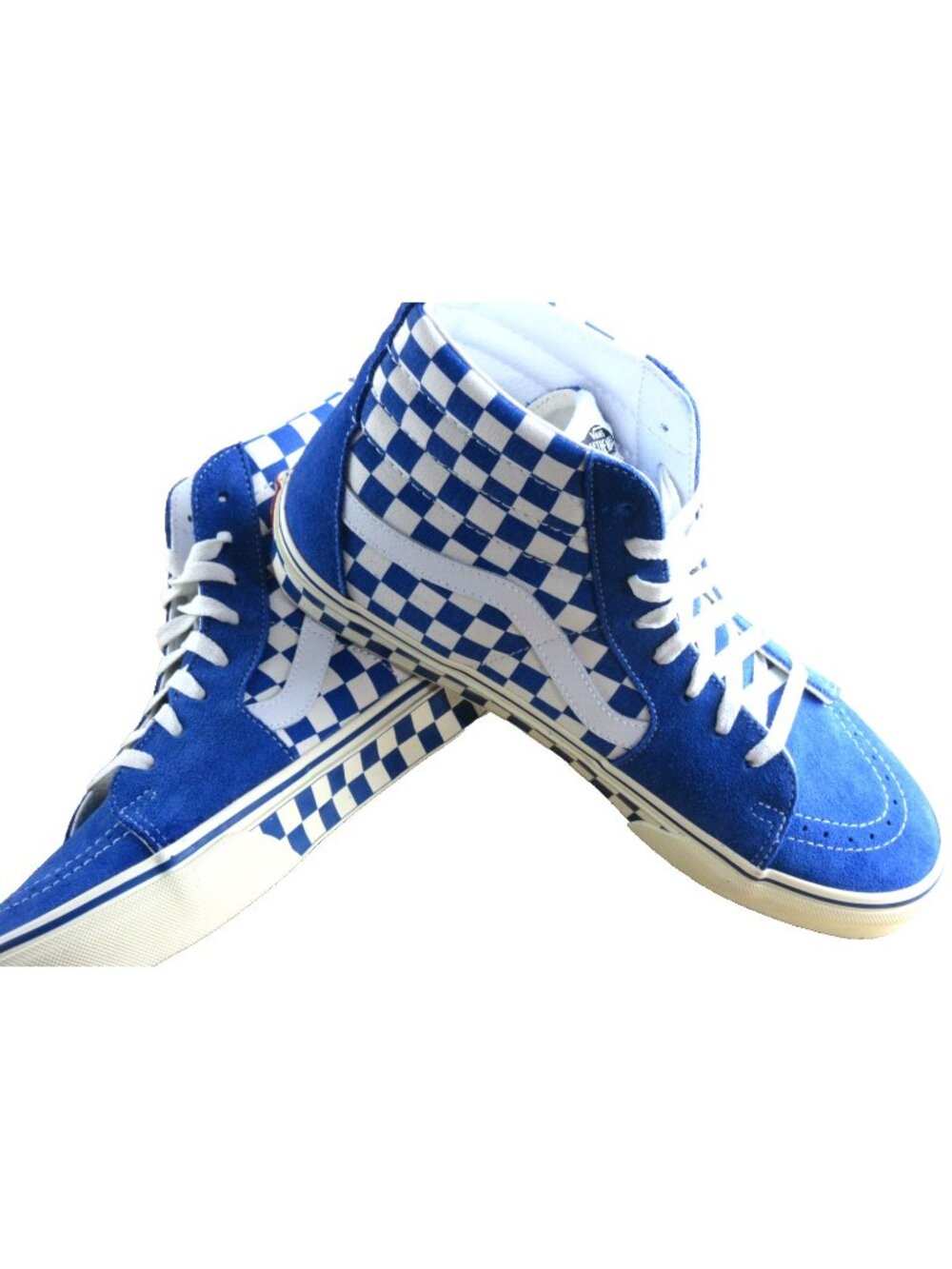 Vans Men's Sk8-Hi Checkerboard Sidewall Classic Blue White shoes Size 9.5 NIB